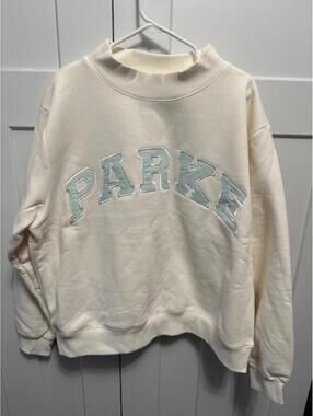 Parke Bridal Varsity Mockneck fleece fabric colors pearl/pale blue NEW Size L/XL